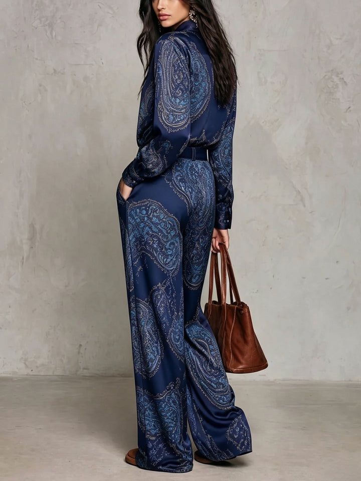 Jessamira - Coordinato due pezzi setoso a stampa paisley