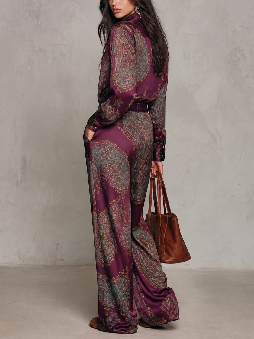 Jessamira - Coordinato due pezzi setoso a stampa paisley