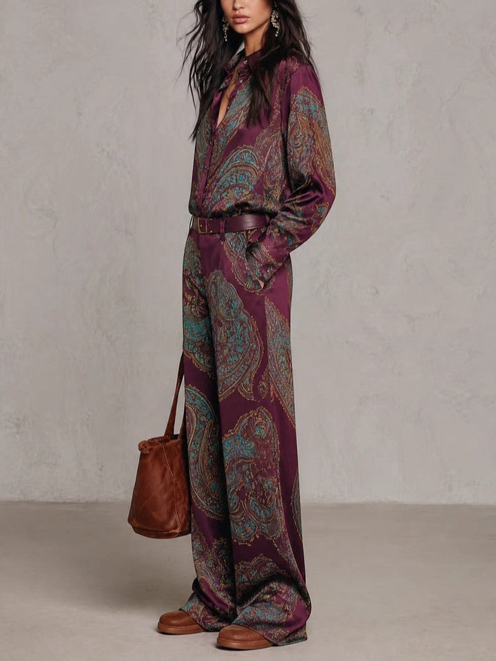 Jessamira - Coordinato due pezzi setoso a stampa paisley
