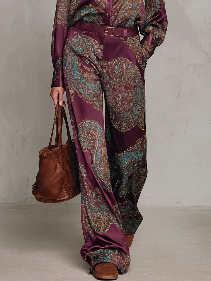 Jessamira - Coordinato due pezzi setoso a stampa paisley