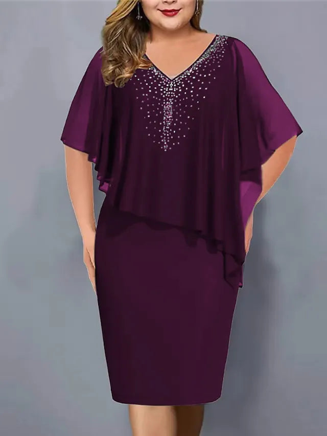 Lirienne - Abito midi con scollo a V e strass premium