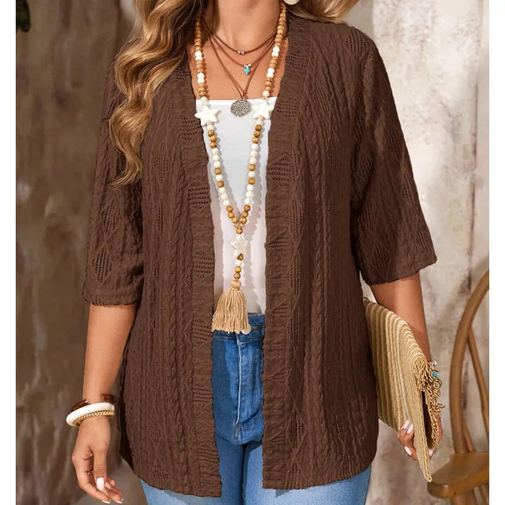 Delienne - Cardigan in maglia pointelle dalla mano morbida