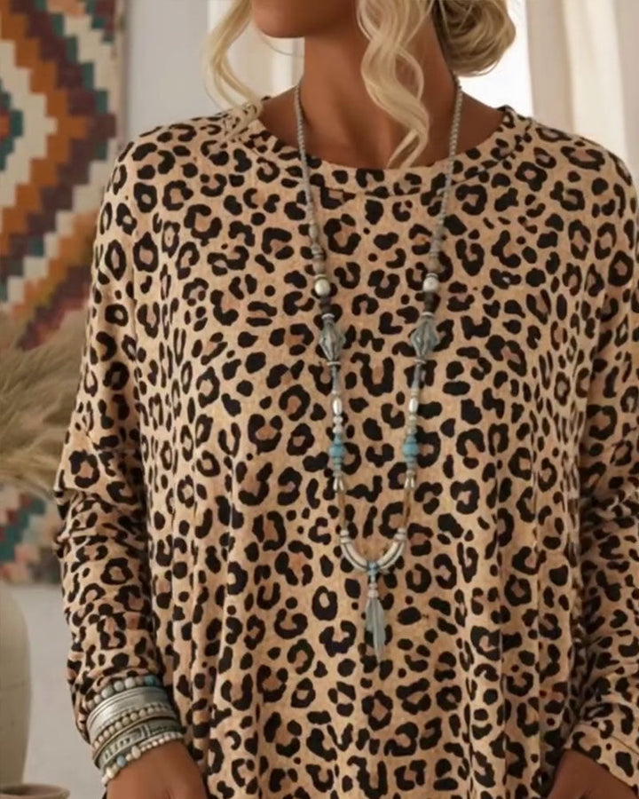 Primelia - Maglia a maniche lunghe leopardata morbida al tatto