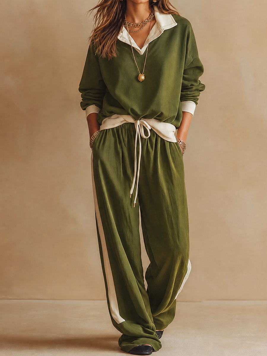 Ruby - Set coordinato con pantaloni palazzo e polo a vestibilità rilassata