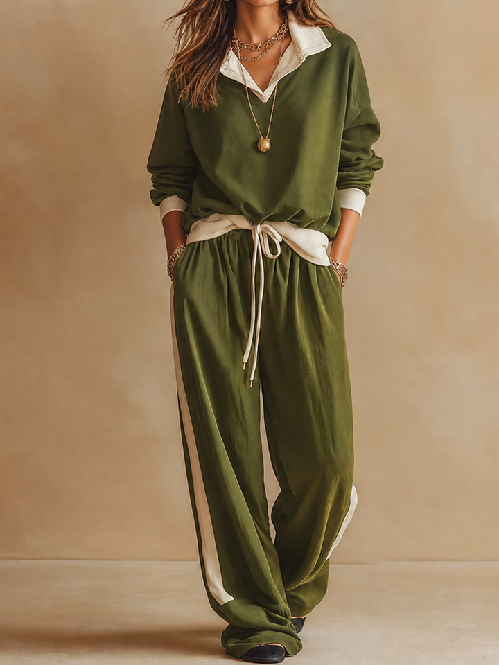 Ruby - Set coordinato con pantaloni palazzo e polo a vestibilità rilassata