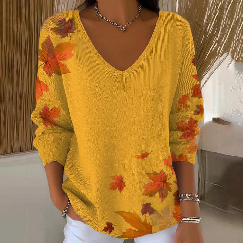 Carivella - Maglione in maglia fit rilassato con foglia d'acero