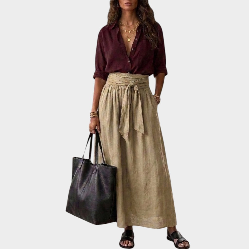 Salome - Completo coordinato con blusa dal fit rilassato e gonna midi