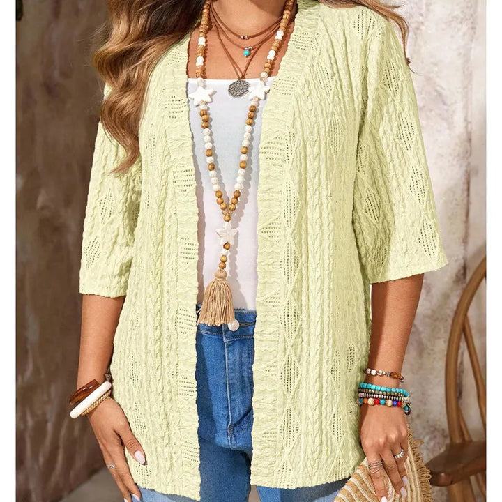 Delienne - Cardigan in maglia pointelle dalla mano morbida