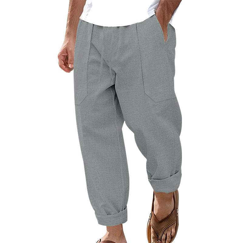 Halston - Pantaloni in misto lino dal fit rilassato