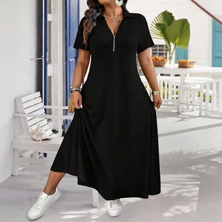 Primelle - Abito lungo soft touch con zip al collo