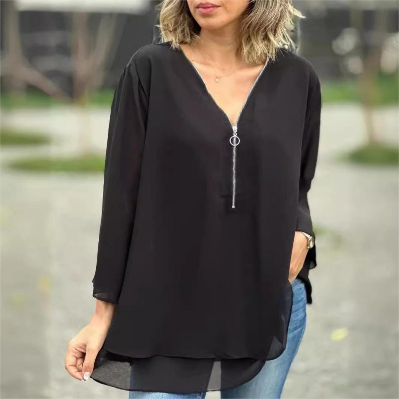 Brinavelle - Blusa tunica in chiffon vaporosa