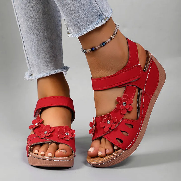 Fiorelia - Sandali con zeppa floreali comodi