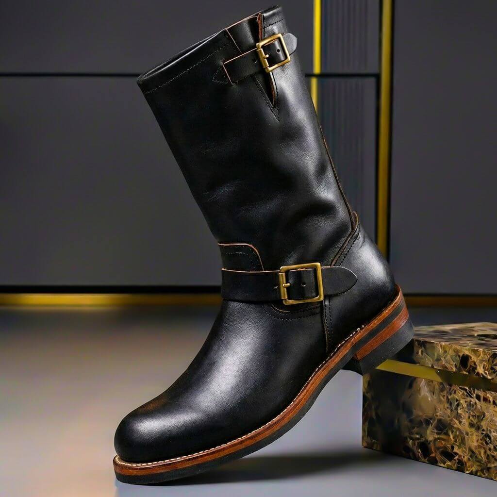 Gideon - Stivali vintage in pelle con fibbia