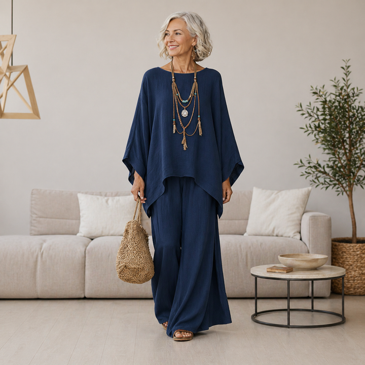 Annisette - Coordinato due pezzi con pantaloni a gamba larga e dal tocco morbido