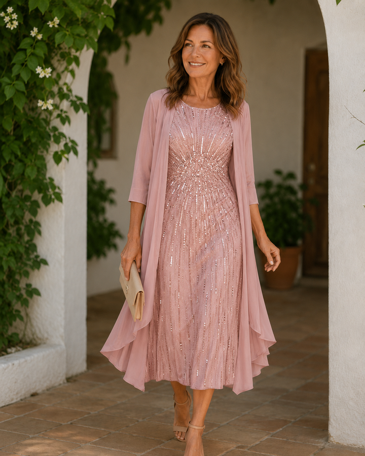 Ardelisse - Coordinato con abito lungo elegante e cappotto