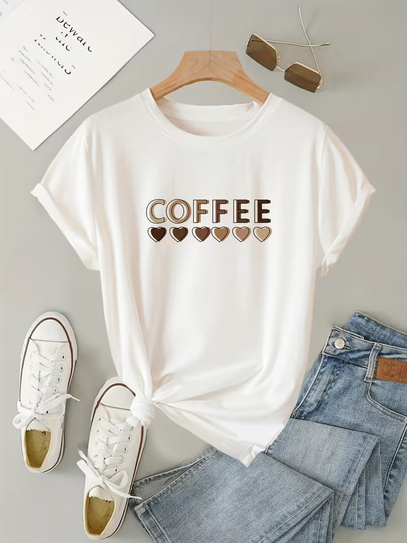Sarai - T-shirt con stampa cuore di caffè