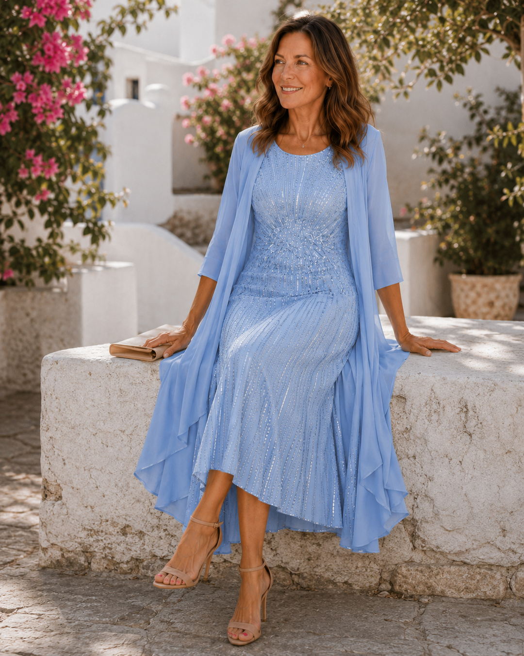 Ardelisse - Coordinato con abito lungo elegante e cappotto