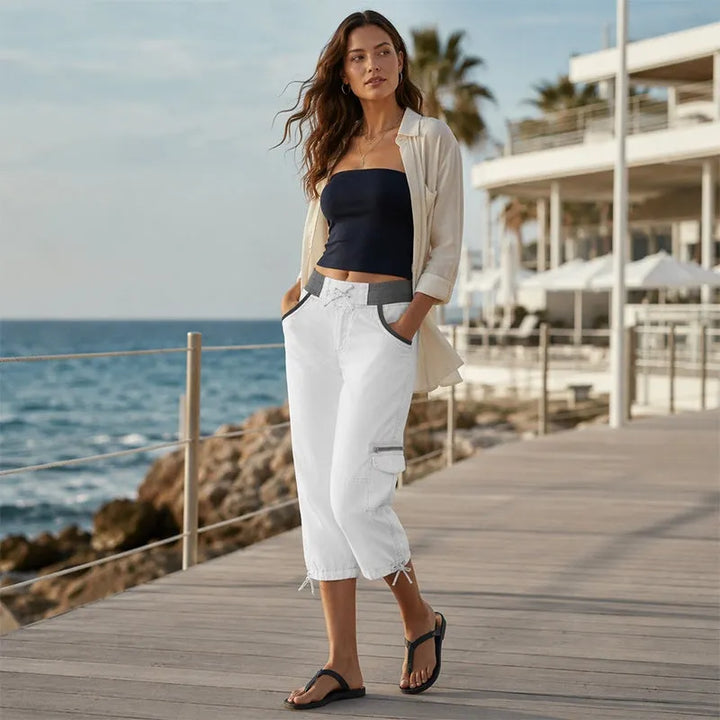 Astrelia - Pantaloni cargo capri stile utility