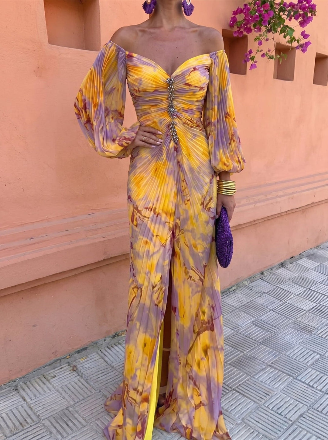 Avalora - Abito lungo floreale elegante