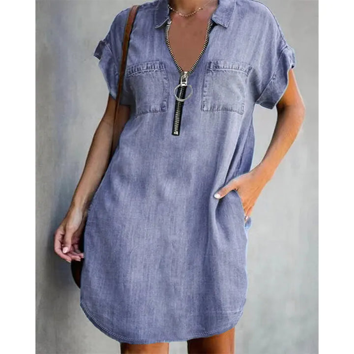 Genevalle - Abito casual in chambray con tasche