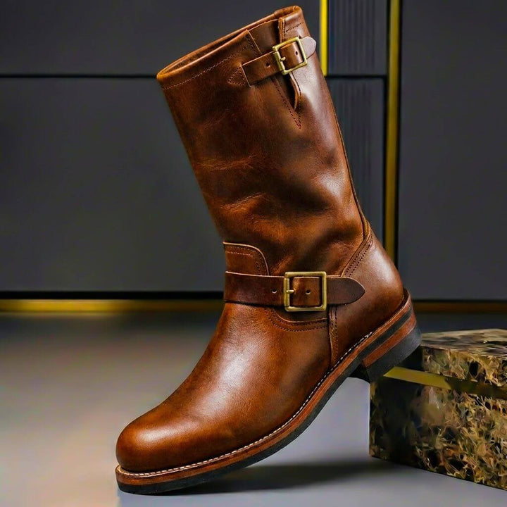 Gideon - Stivali vintage in pelle con fibbia