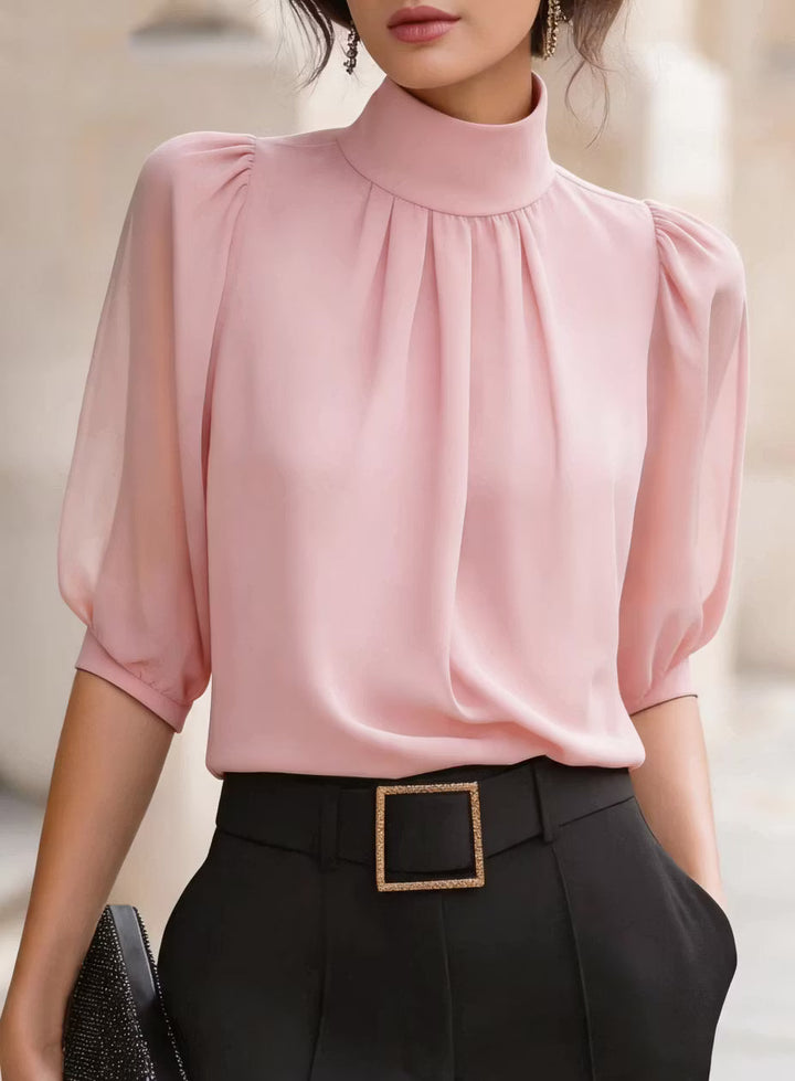 Valessique - Blusa a collo alto plissé