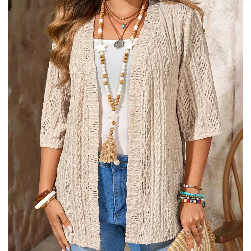 Delienne - Cardigan in maglia pointelle dalla mano morbida
