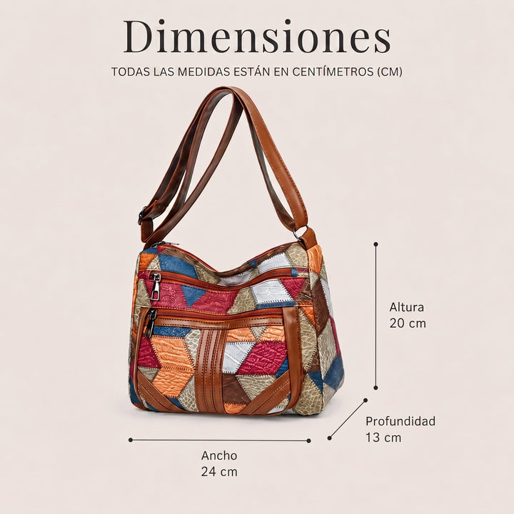 Lauranique - Borsa a tracolla patchwork morbida al tatto