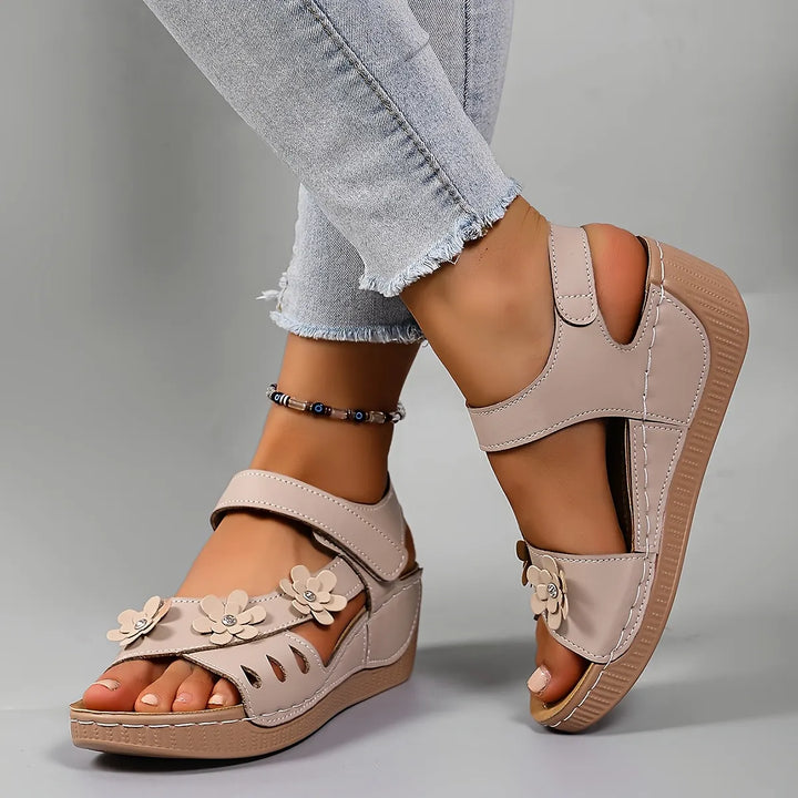 Fiorelia - Sandali con zeppa floreali comodi