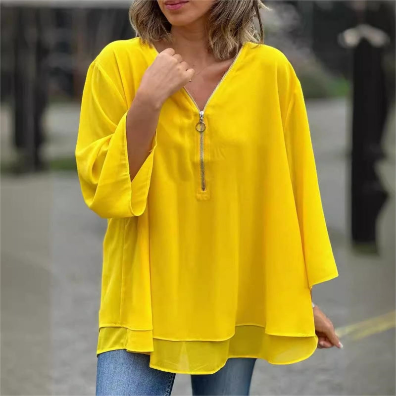 Brinavelle - Blusa tunica in chiffon vaporosa