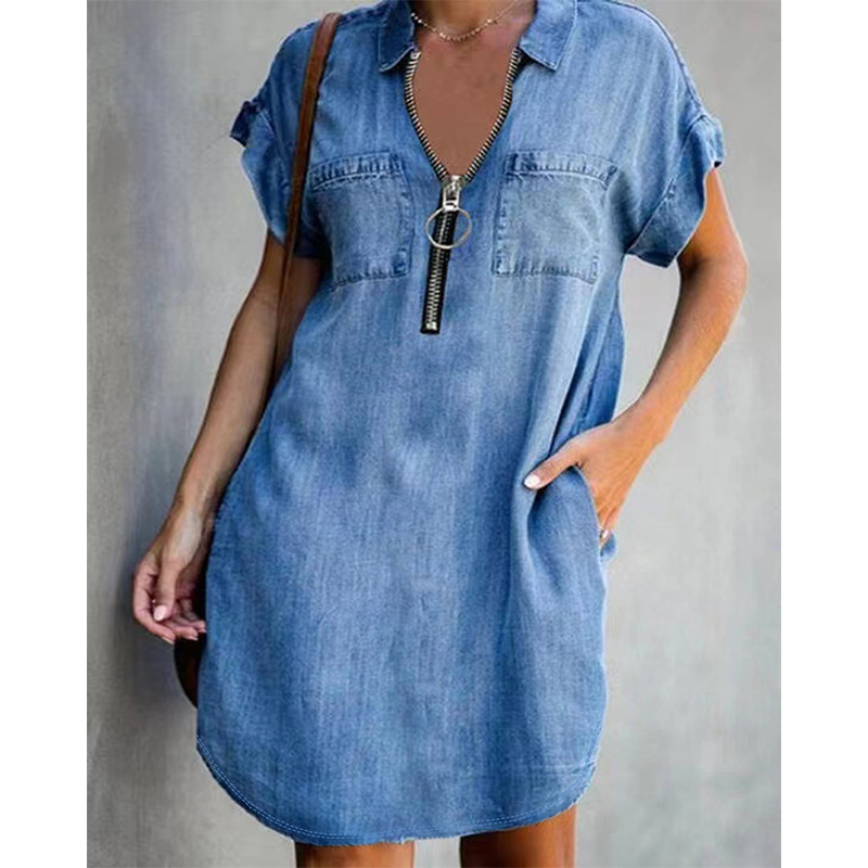 Genevalle - Abito casual in chambray con tasche