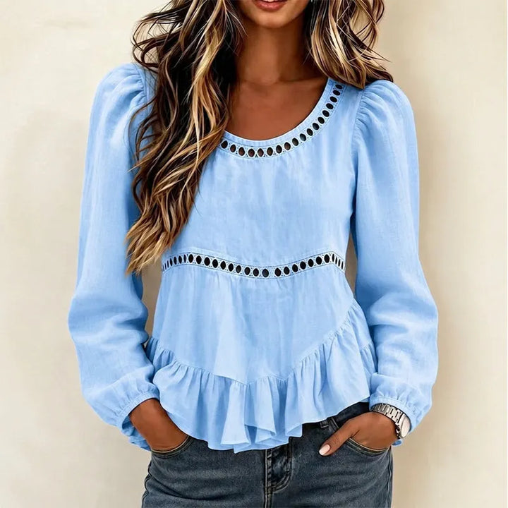 Genevelle - Blusa con volant dal tocco morbido