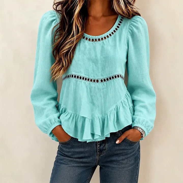 Genevelle - Blusa con volant dal tocco morbido