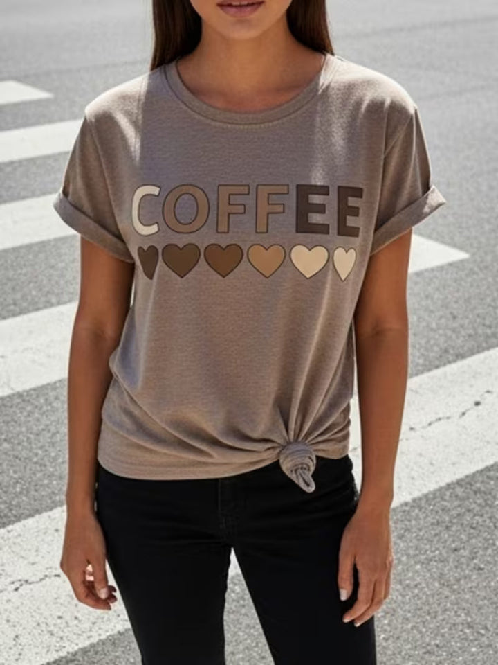 Sarai - T-shirt con stampa cuore di caffè