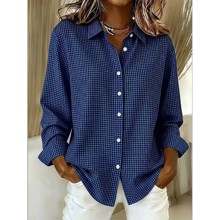 Illyssia - Blusa classica a quadri con bottoni