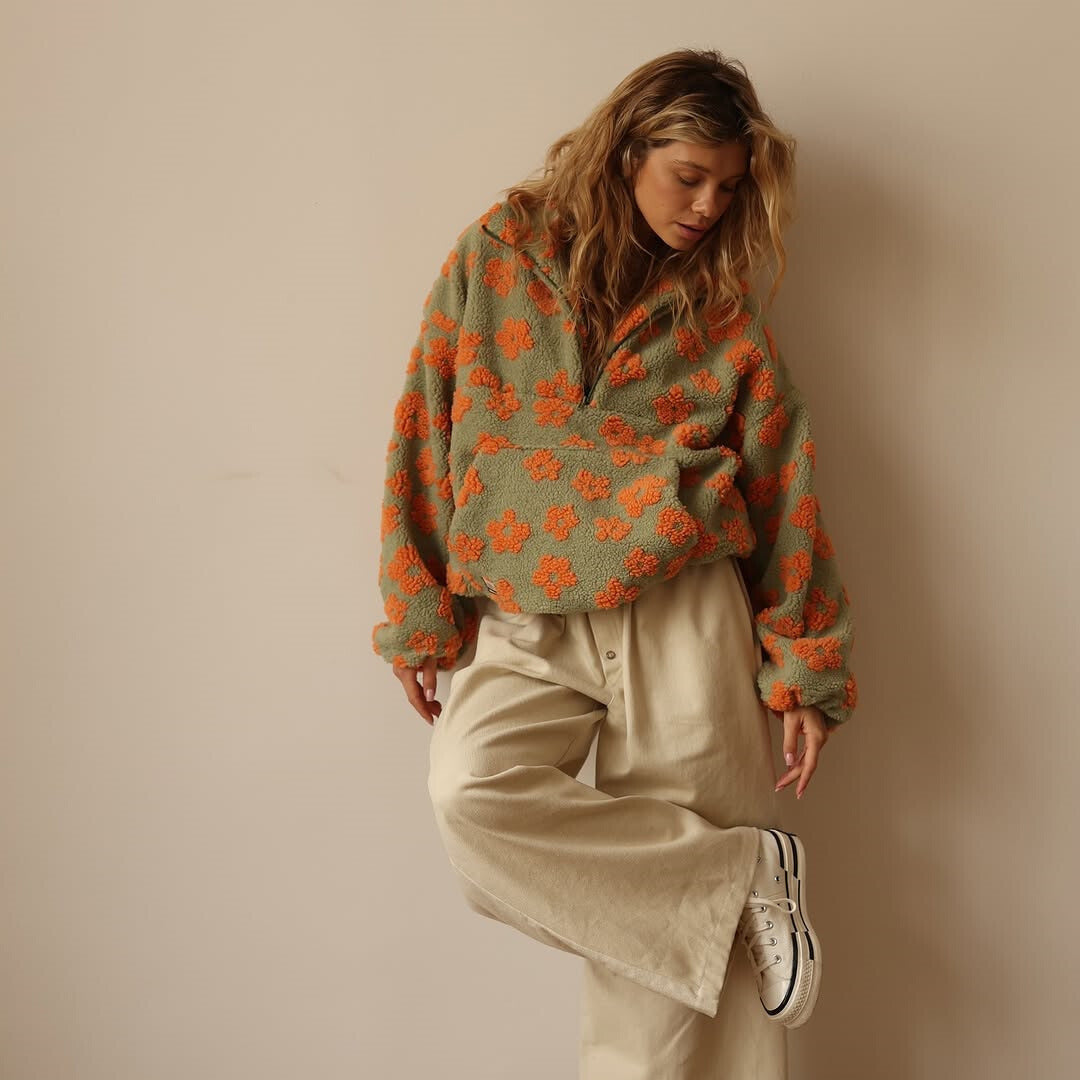 Clemency - Pullover in Fleece floreale e confortevole