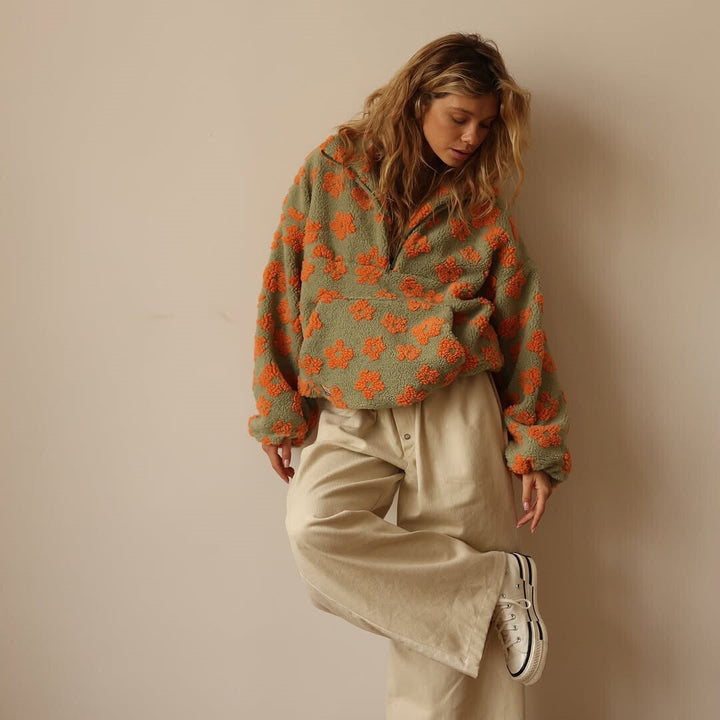 Clemency - Pullover in Fleece floreale e confortevole