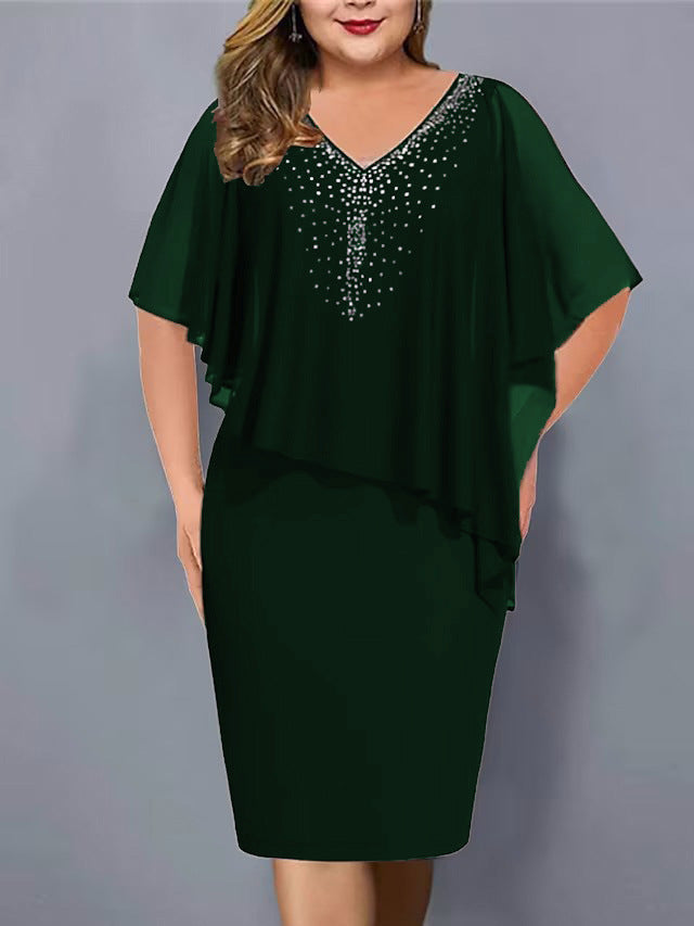 Lirienne - Abito midi con scollo a V e strass premium