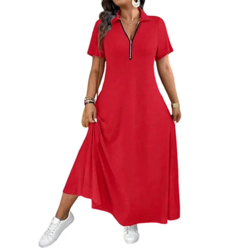 Primelle - Abito lungo soft touch con zip al collo