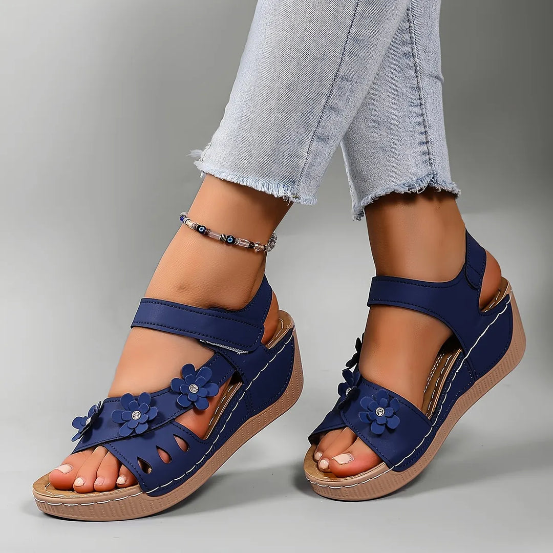 Fiorelia - Sandali con zeppa floreali comodi