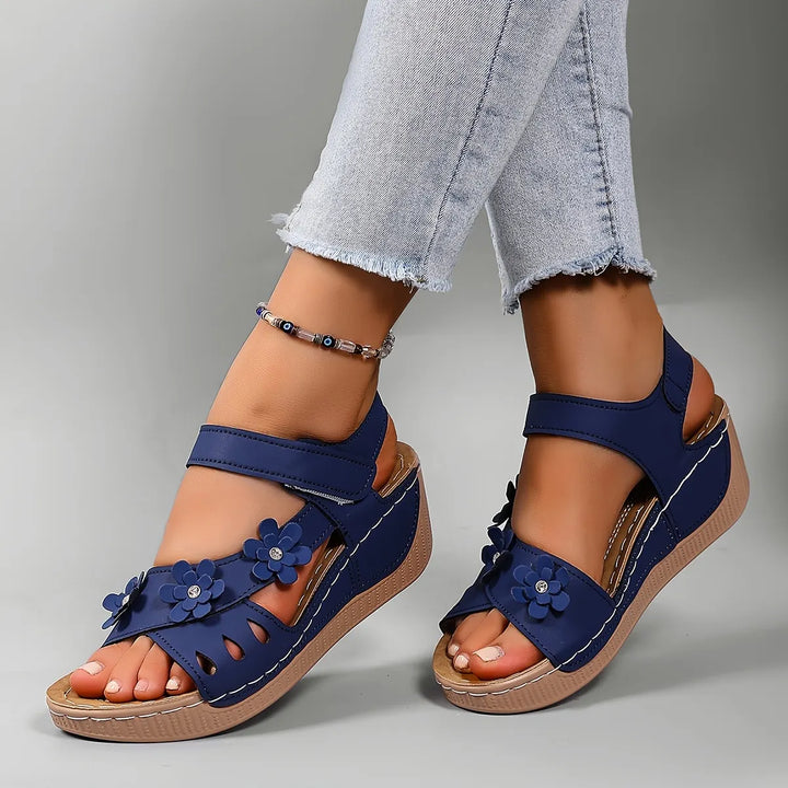 Fiorelia - Sandali con zeppa floreali comodi