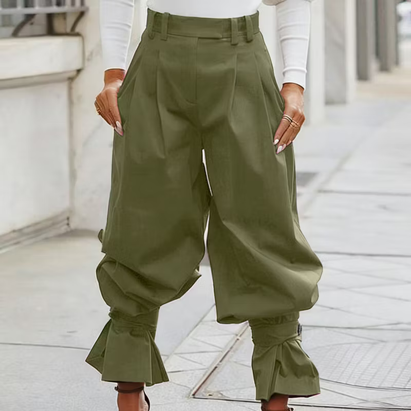 Dianella - Pantaloni a vita alta con ruches