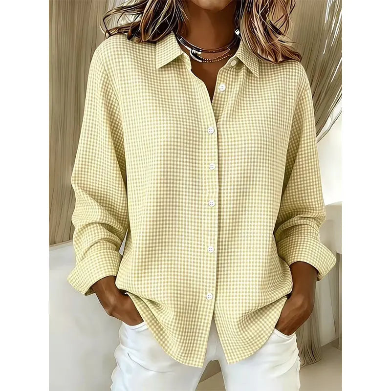 Illyssia - Blusa classica a quadri con bottoni