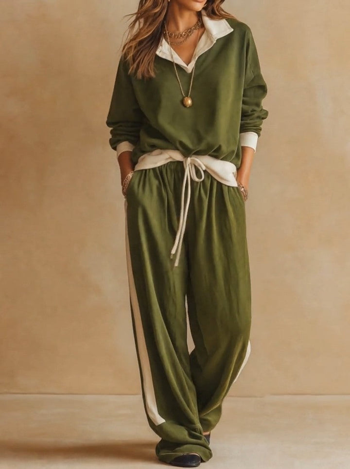 Ruby - Set coordinato con pantaloni palazzo e polo a vestibilità rilassata