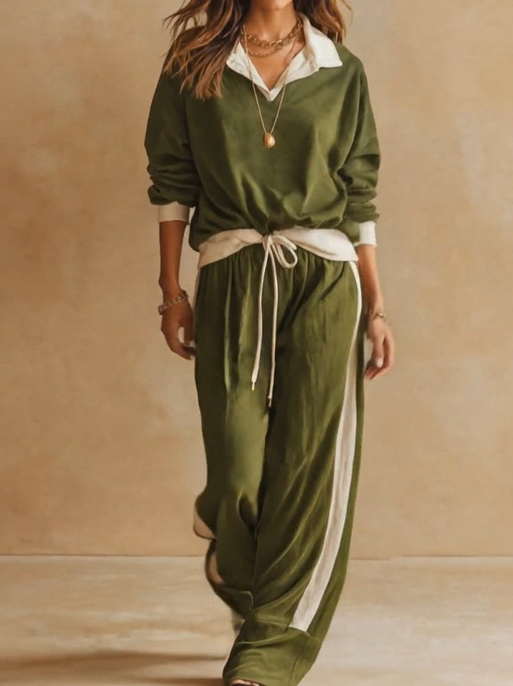 Ruby - Set coordinato con pantaloni palazzo e polo a vestibilità rilassata