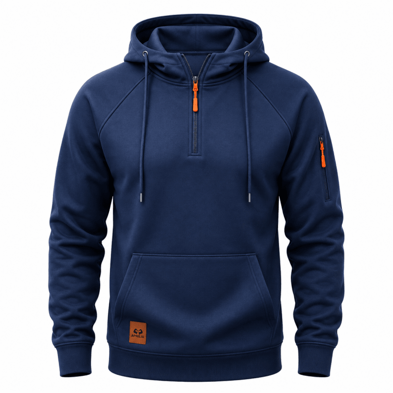 Sterling - Felpa con cappuccio a mezza zip morbida al tatto