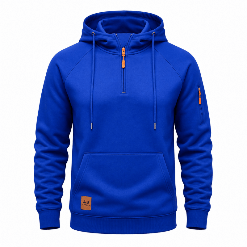 Sterling - Felpa con cappuccio a mezza zip morbida al tatto