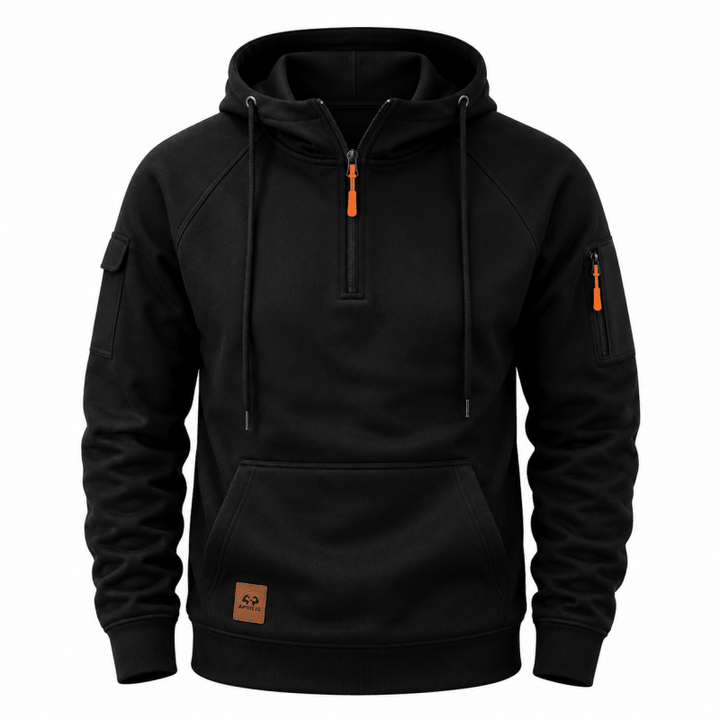 Sterling - Felpa con cappuccio a mezza zip morbida al tatto