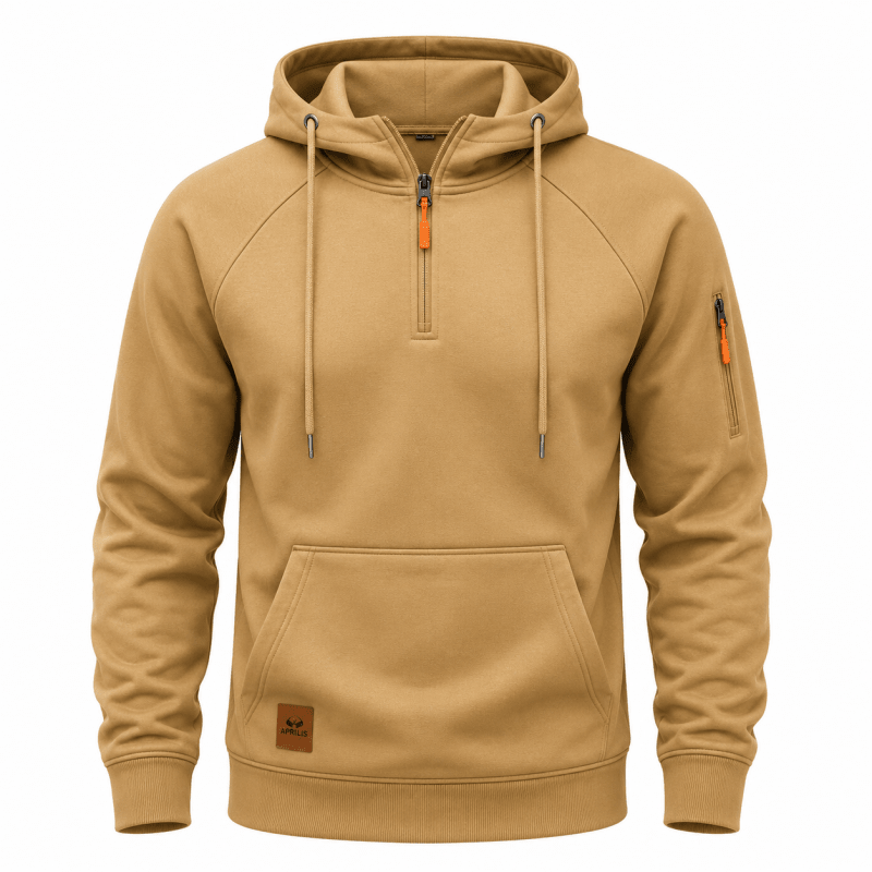 Sterling - Felpa con cappuccio a mezza zip morbida al tatto