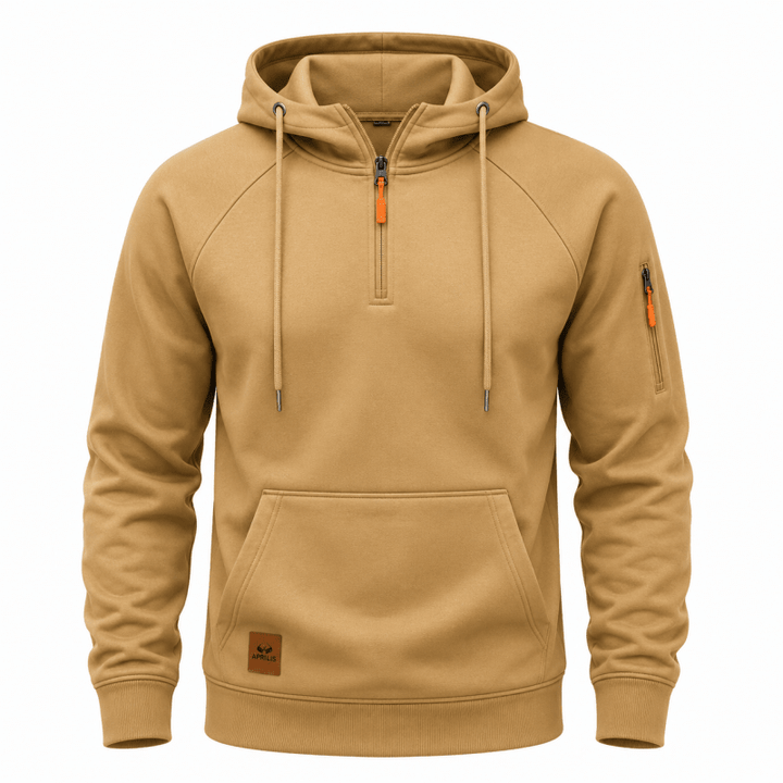 Sterling - Felpa con cappuccio a mezza zip morbida al tatto